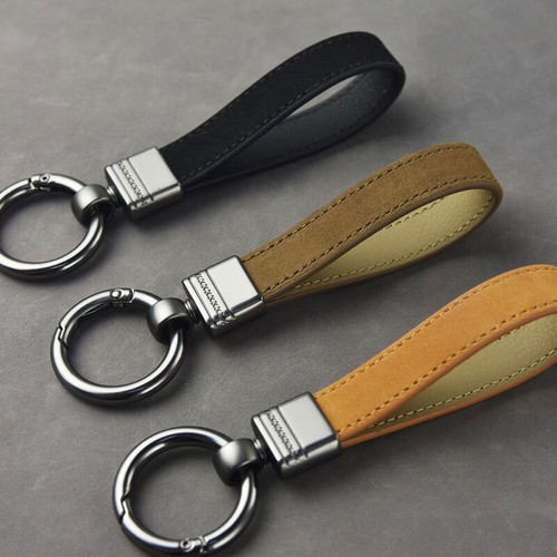 Genuine leather keychain black - leather,